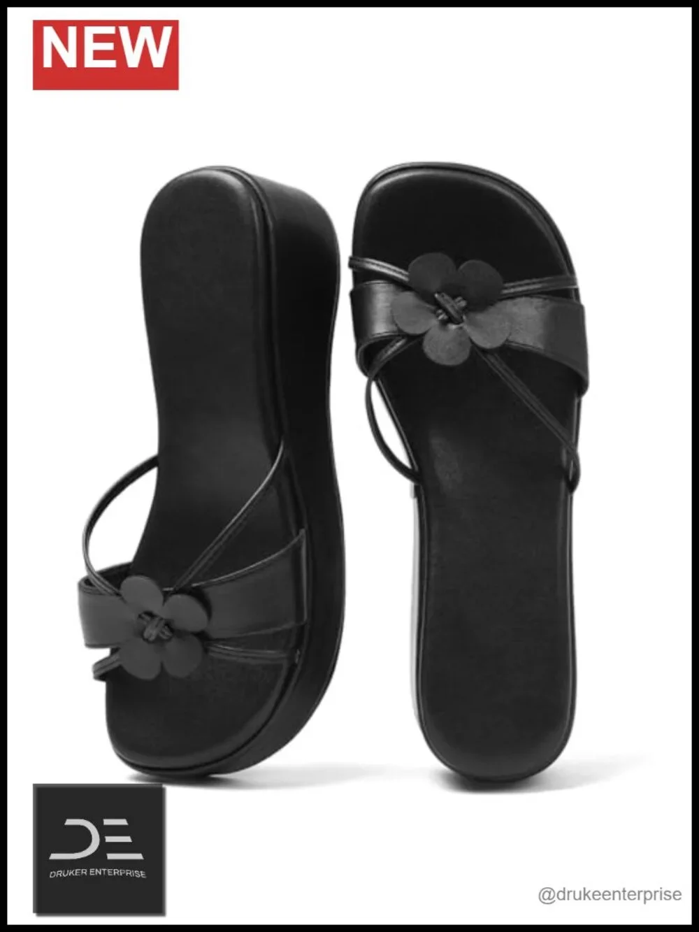 Platform Sandals Women Chunky Floral Wedge Comfortable Strap Square Toe Slip On